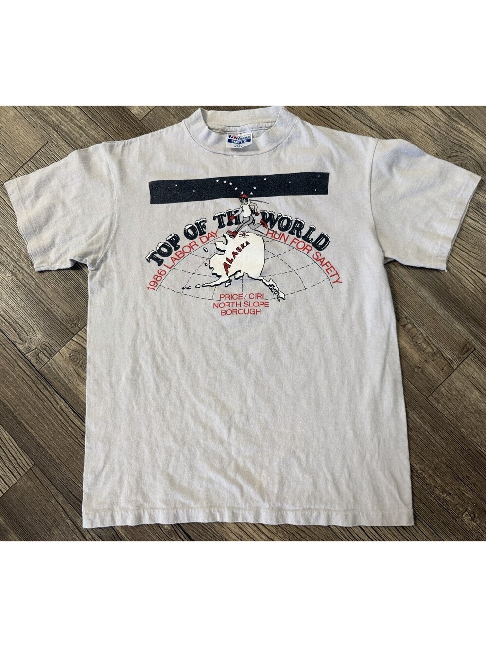 Vtg 1986 Alaska Run For Safety T Shirt M Hanes Beefy Single Stitch North Slope